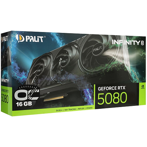Видеокарта Palit GeForce RTX 5080 16384Mb, Infinity 3 OC 16 Gb (NE75080U19T2-GB2035S) 1xHDMI, 3xDP, Ret