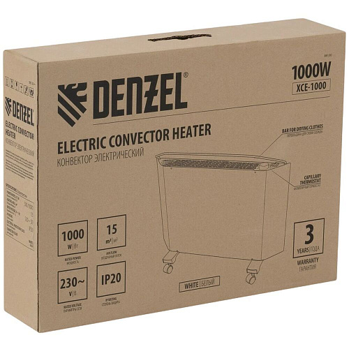 Конвектор Denzel XCE-1000 (сушилка, колеса, Х-элемент) 98130 УЦЕНКА