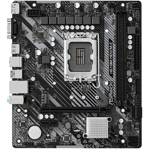 Материнская плата ASRock H610M-HDV/M.2 R2.0 H610 Socket-1700 2xDDR4, 4xSATA3, 1xPCI-E16x, 2xUSB3.2, D-Sub, DP, HDMI, Glan, mATX