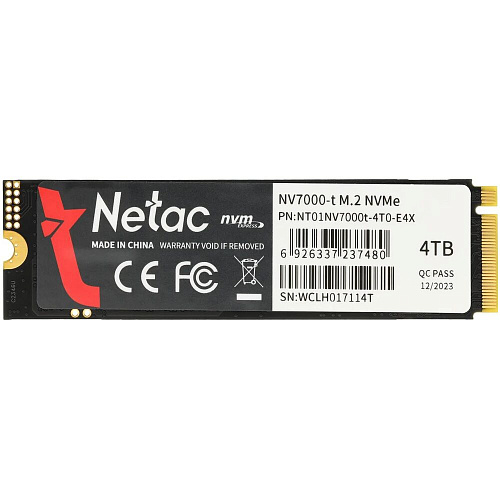 Внутренний SSD-накопитель 4000Gb Netac NV7000-t NT01NV7000T-4T0-E4X M.2 2280 PCIe NVMe 4.0 x4
