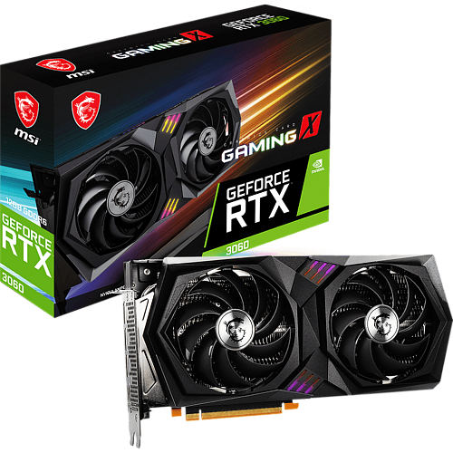 Видеокарта MSI GeForce RTX 3060 12288Mb, Gaming X 12G LHR (RTX 3060 Gaming X 12G) 1xHDMI, 3xDP, Ret