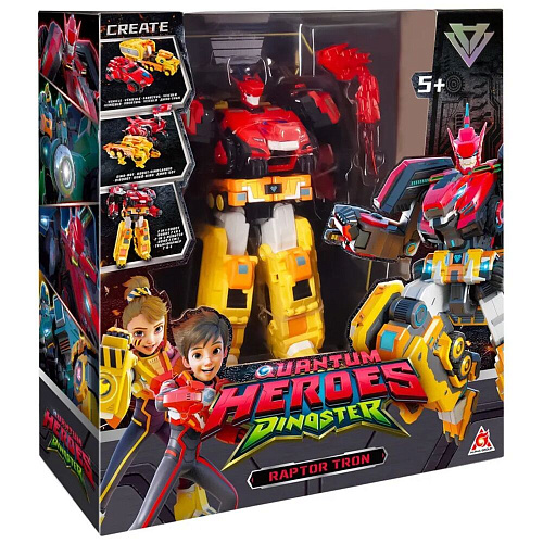 Dinoster Мега-трансформер 4-в-1 Диностер Раптор Трон 3 режима игры УЦЕНКА