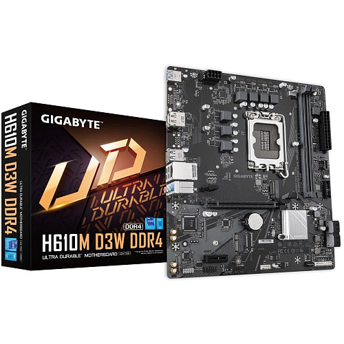 Материнская плата Gigabyte H610M D3W DDR4 H610 Socket-1700 2xDDR4, 4xSATA3, 1xM.2, 1xPCI-E16x, 1xUSB3.2, DP, HDMI, Glan, mATX