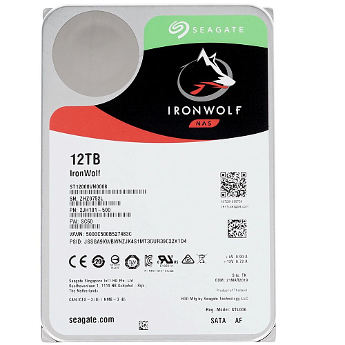 Внутренний жесткий диск 3,5" 12Tb Seagate (ST12000VN0008) 256Mb 7200rpm SATA3 IronWolf RECERTIFIED