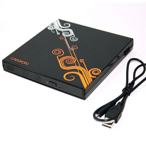 Привод оптический Внешний привод DVD±R/±RW CANYON CNR-DVDRW1B Slim USB 2.0 чёрный