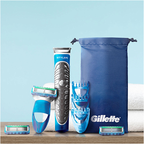 Gillette Подарочный набор (Gillette бритва-стайлер Styler, 3 сменных насадки, 2 сменные кассеты Proglide Power)