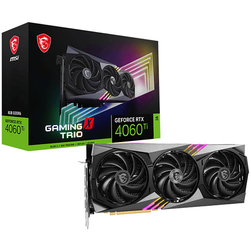 Видеокарта MSI GeForce RTX 4060 Ti 8192Mb, Gaming X Trio 8G (RTX 4060 Ti Gaming X Trio 8G) 1xHDMI, 3xDP, Ret