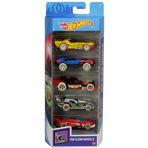 Mattel Hot Wheels 1806/GHP65 Подарочный набор из 5 машинок (HW Glow Wheels)