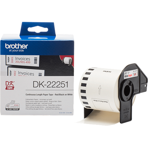 Наклейка Этикетка Brother DK22251 (черный и красный на белом, ширина 62 мм), длина рулона 15,24 м