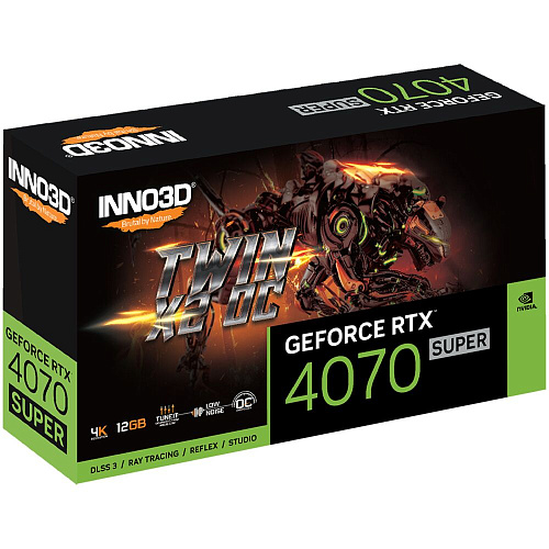 Видеокарта Inno3D GeForce RTX 4070 Super 12288Mb, Twin X2 OC 12 Gb (N407S2-126XX-186162N) 1xHDMI, 3xDP, Ret