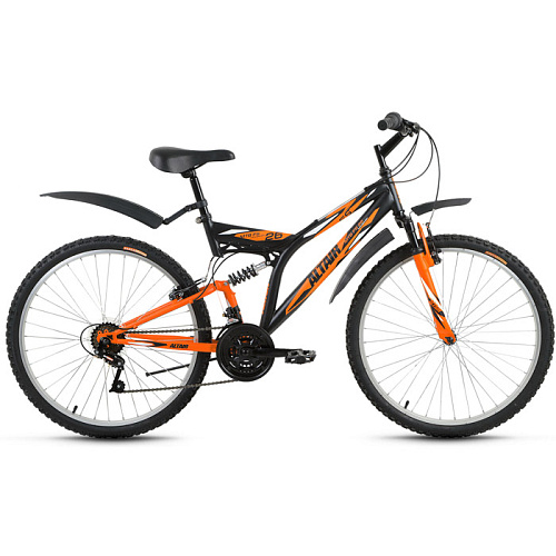 Двухколесный велосипед ALTAIR MTB FS 26 (18"/26" 18 ск.) черный/оранжевый