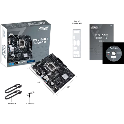 Материнская плата ASUS Prime H610M-D D4 H610 Socket-1700 2xDDR4, 4xSATA3, 1xM.2, 1xPCI-E16x, 2xUSB3.2, 1xCOM, D-Sub, HDMI, Glan, mATX