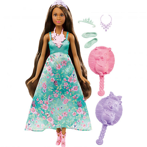 Кукла Mattel Barbie Принцессы с волшебными волосами DWH41 (в зеленом)