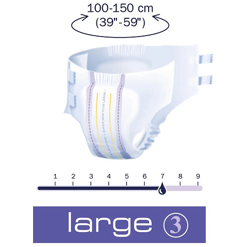 Seni Подгузники для взрослых Super Plus, 100-150 см., L (30 шт.) УЦЕНКА