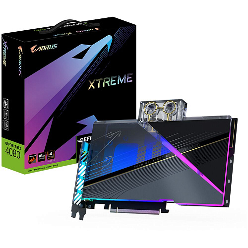 Видеокарта Gigabyte GeForce RTX 4080 16384Mb, Xtreme Waterforce WB 16 Gb (GV-N4080AORUSX WB-16GD) 1xHDMI, 3xDP, Ret