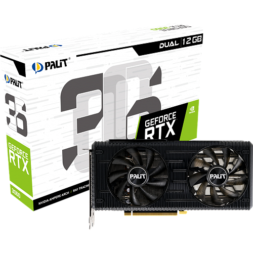 Видеокарта Palit GeForce RTX 3060 12288Mb, Dual 12G (NE63060019K9-190AD) 1xHDMI, 3xDP, Ret