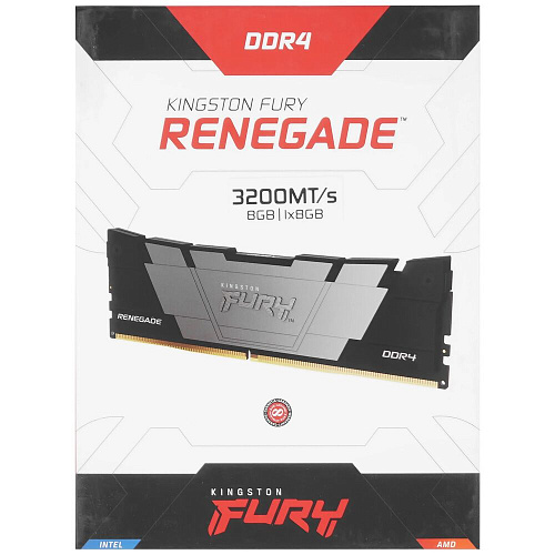 Модуль памяти DIMM 8Gb DDR4 PC25600 3200MHz Kingston Fury Renegade Black (KF432C16RB2/8)