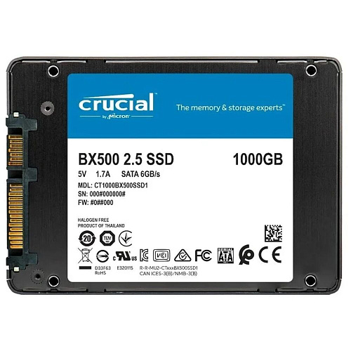 Внутренний SSD-накопитель 1024Gb Crucial CT1000BX500SSD1 SATA3 2.5" BX500 УЦЕНКА