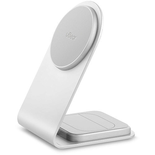 Беспроводная зарядная панель 2 в 1 Для IPhone, Airpods uBear Stellar Dual 20W Silver