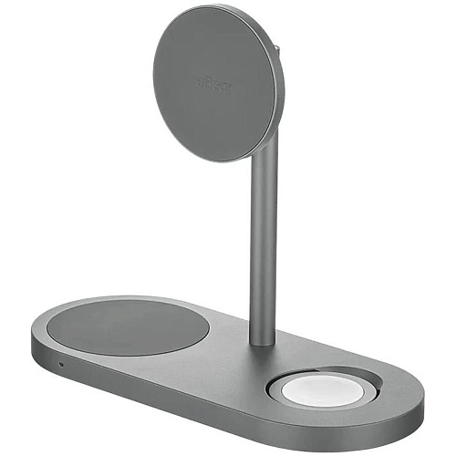 Беспроводная зарядная панель 3 в 1 Для IPhone, Apple Watch, Airpods uBear Stage Ultra Qi2.2 35W Grey
