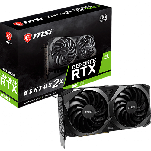 Видеокарта MSI GeForce RTX 3060 Ti 8192Mb, Ventus 2X OC (RTX 3060 Ti Ventus 2X OC) 1xHDMI, 3xDP, Ret