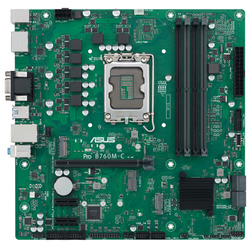 Материнская плата ASUS Pro B760M-C-CSM B760 Socket-1700 4xDDR5, 4xSATA3, RAID, 2xM.2, 1xPCI-E16x, 2xUSB3.2, D-Sub, 2xDP, HDMI, Glan, mATX