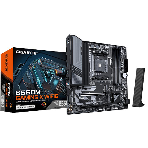 Материнская плата Gigabyte B550M Gaming X WiFi6 Socket-AM4 AMD B550 4xDDR4, 4xSATA3, RAID, 2xM.2, 2xPCI-E16x, 4xUSB3.2, DP, HDMI, Glan, WiFi, mATX Ret