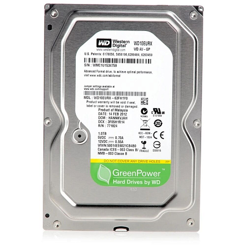 Внутренний жесткий диск 3,5" 1Tb Western Digital (WD10EURX) 64Mb 5400rpm GP-AV IntelliPower