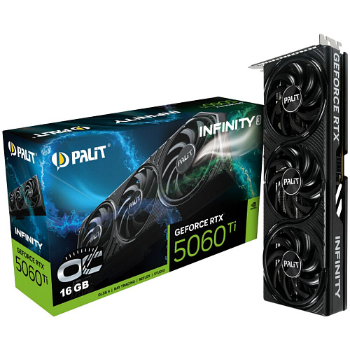 Видеокарта Palit GeForce RTX 5060 Ti 16384Mb, Infinity 3 OC 16 Gb (NE7506TS19T1-GB2061S) 1xHDMI, 3xDP, Ret