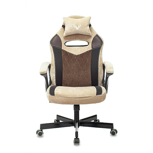 Кресло для геймера Zombie VIKING 6 KNIGHT Fabric коричневый/бежевый с подголов. крестов. металл