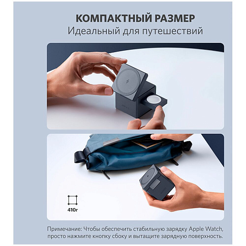 Беспроводная зарядная панель 3 в 1 Для IPhone, Apple Watch, Airpods Anker 3-IN-1 Cube MagSafe Y1811 15W Black