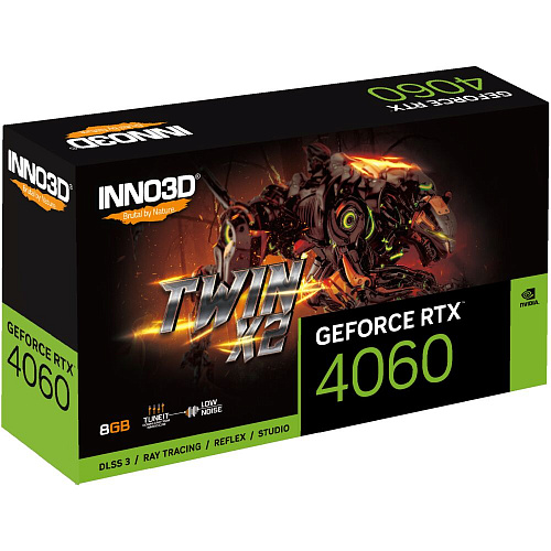 Видеокарта Inno3D GeForce RTX 4060 8192Mb, Twin X2 8G (N40602-08D6-173051N) 1xHDMI, 3xDP, Ret
