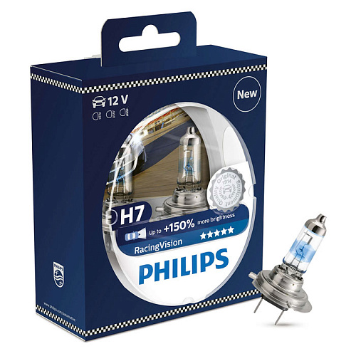 Автомобильная лампа H7 55W Racing Vision 2 шт. Philips
