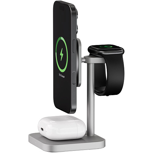 Беспроводная зарядная панель 3 в 1 Для IPhone, Apple Watch, Airpods uBear Evoke Qi2.2 25W Grey