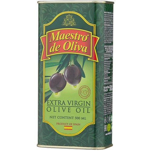 Масло оливковое Maestro De Oliva Extra Virgin, ж/б, 0.5л