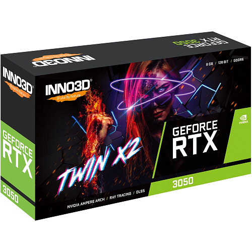 Видеокарта Inno3D GeForce RTX 3050 8192Mb, Twin X2 V2 (N30502-08D6-1711VA41) 1xDVI-D, 1xHDMI, 1xDP, Ret