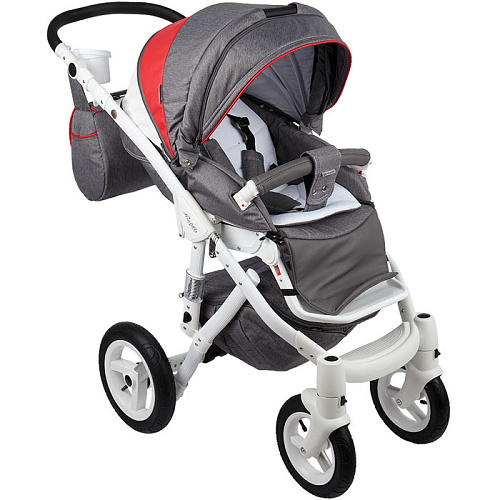 Коляска 3 в 1 Adamex Barletta New (серый+белый+красный B-21/а.к. F-3)
