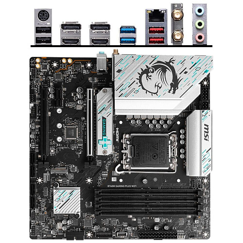 Материнская плата MSI B760M Gaming Plus WiFi B760 Socket-1700 4xDDR5, 4xSATA3, RAID, 2xM.2, 2xPCI-E16x, 4xUSB3.2, 2xDP, 2xHDMI, WiFi, 2.5Glan, mATX УЦЕНКА