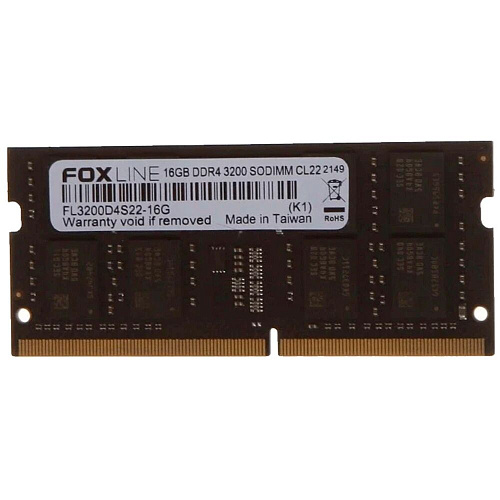 Модуль памяти SO-DIMM DDR4 16Gb PC25600 3200MHz Foxline (FL3200D4S22S-16G)