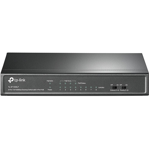 Коммутатор TP-LINK TL-SF1008LP неуправляемый 8 портов 10/100Мбит/с, 4xPoE