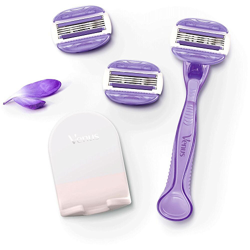 Gillette Venus Подарочный набор (Gillette Venus Станок Comfortglide с 3 сменными каcсетами + Подставка)