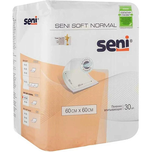 Пеленки Seni Soft Normal 60 x 60 cм, NEW (30 шт.)