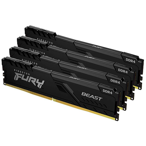 Модуль памяти DIMM 64Gb 4х16Gb DDR4 PC25600 3200MHz Kingston Fury Beast Black (KF432C16BB1K4/64)