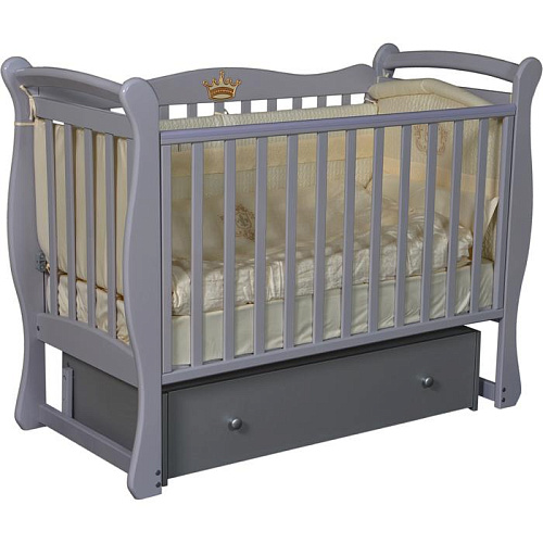 Детская кровать КЕДР "Viola"(1) автостенка,ящик,универсальный маятник (поперечный+продольный) серый