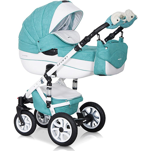 Коляска 2 в 1 Riko Bruno Ecco 15 бирюза-белый