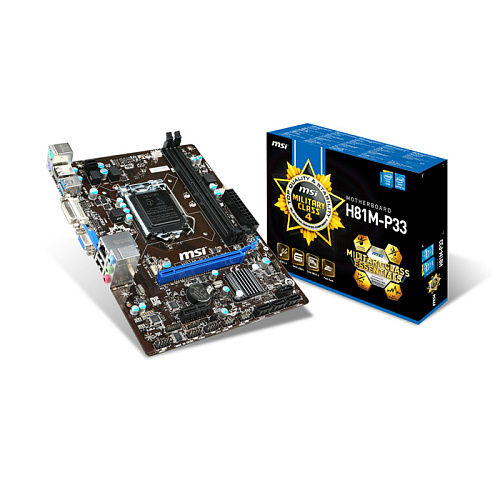 Материнская плата MSI H81M-P33 H81 Socket-1150 2xDDR3, 2xSATA3, 1xPCI-E16x, 2xUSB3.0, Glan mATX УЦЕНКА