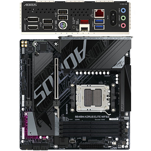 Материнская плата Gigabyte B840M AORUS Elite WiFi6E Socket-AM5 AMD B840 4xDDR5, 4xSATA3, RAID, 2xM.2, 2xPCI-E16x, 3xUSB3.2, 1xUSB3.2 Type C, DP, HDMI, WiFi Glan mATX