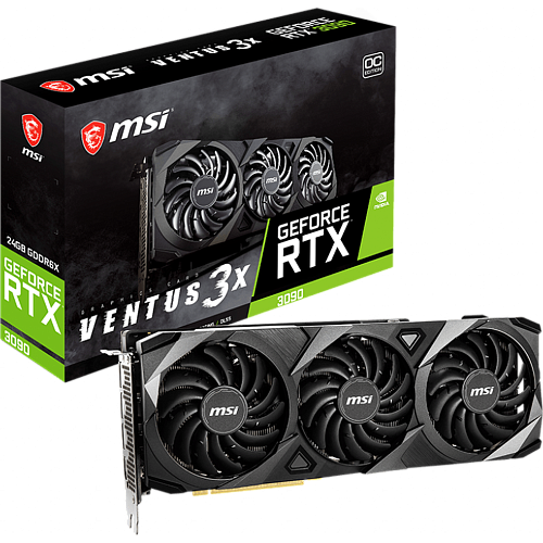 Видеокарта MSI GeForce RTX 3090 24576Mb, Ventus 3X OC RU (RTX 3090 Ventus 3X OC RU) 1xHDMI, 3xDP, Ret УЦЕНКА