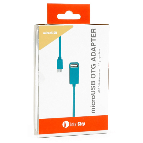 Кабель OTG для мобильных телефонов и планшетов USB2.0 тип А(f)-microB(5P) OTG 0,15м. Interstep синий
