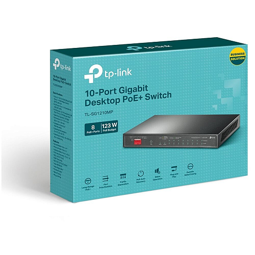 Коммутатор TP-LINK TL-SG1210MP неуправляемый 9xGbLAN 1xSFP/GbLAN 8xPoE+